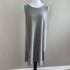 Eileen Fisher Gray Pullover Jewell Neck Tank Sleeveless Shift Merino Dress Sz L